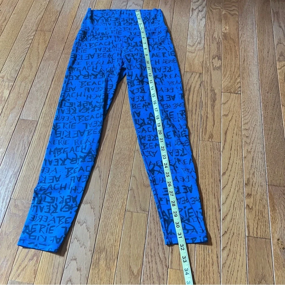Aerie Womens Active Chill Play Move High Waisted Blue Stretch Leggings Pants S/P - Picture 4 of 12